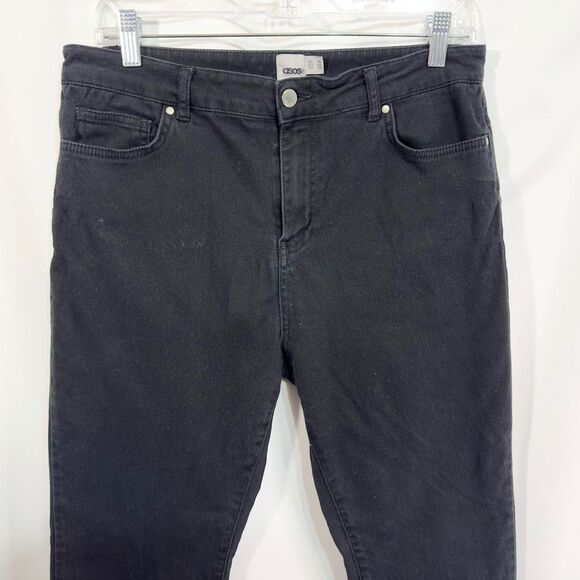ASOS Size 10 Jeans‎ Black Skinny High Rise Long Pockets Denim Womens 669 - Picture 3 of 8
